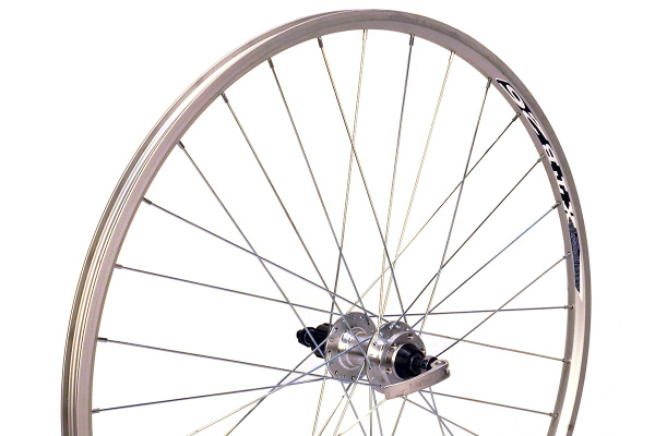 Колесо 26" MTB,заднее под кассету, двойной обод XTB-26 ,алюм.,серебр,серебр. втулка JY-D142DSE